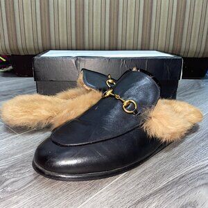 Gucci Men's Size 44 (EU) Shearling Mules Loafers